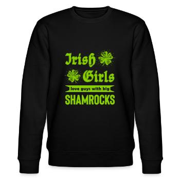 Irish Girls love guys with big shamrocks - Stanley/Stella Unisex Bio-Sweatshirt CHANGER  - Schwarz - Vorne - Nik (191cm) & Marisol (170cm)