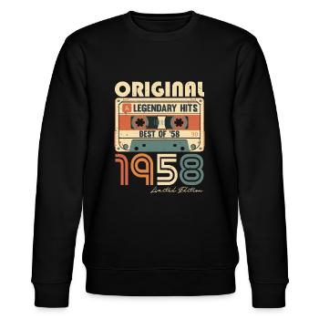 Original 1958 Jahrgang Retro Geburtstag Geschenk - Stanley/Stella Unisex Bio-Sweatshirt CHANGER  - Schwarz - Vorne - Nik (191cm) & Marisol (170cm)