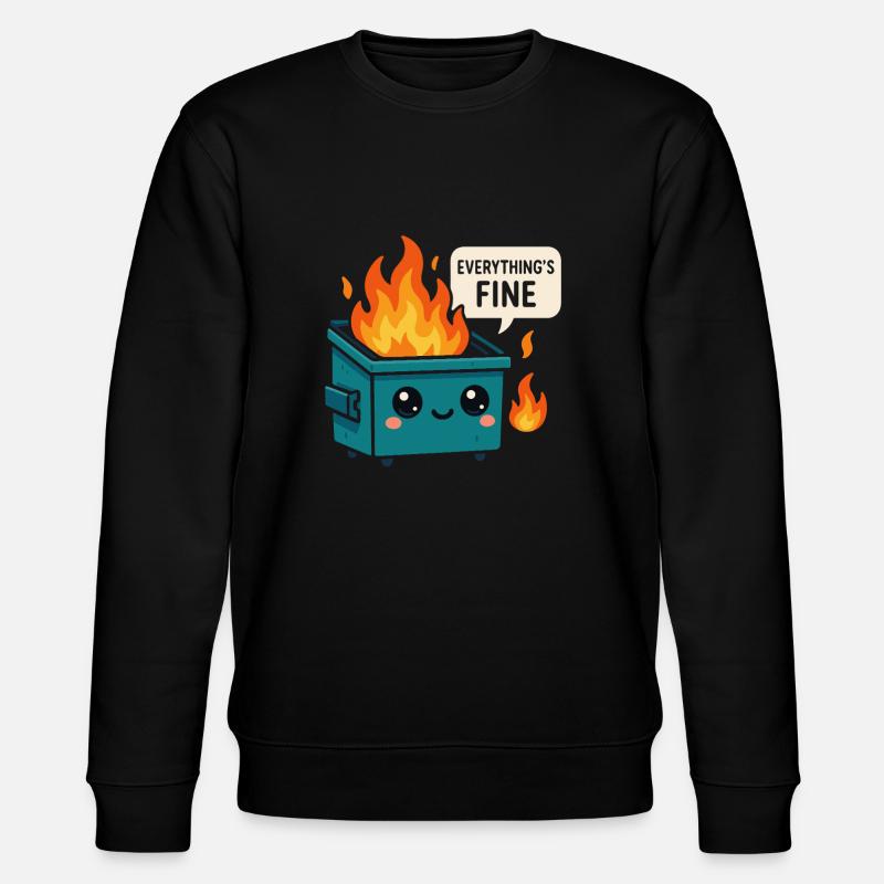 Dumpster Fire Meme - Stanley/Stella CHANGER Unisex Organic Sweatshirt - black