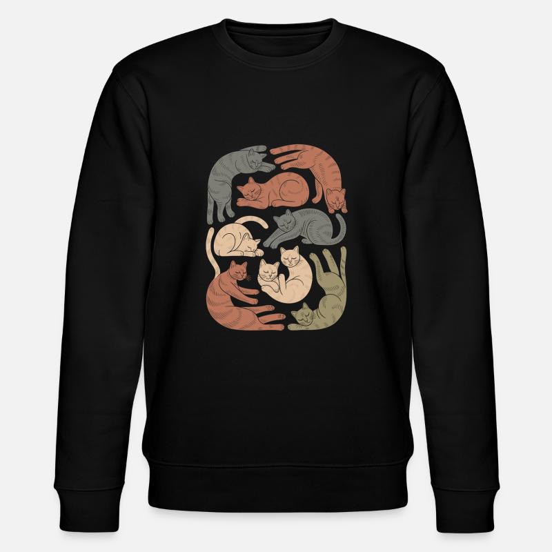 Relaxed Boho Cat Pattern - Stanley/Stella CHANGER Unisex Organic Sweatshirt - black