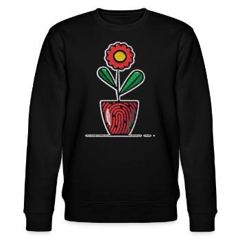 Flower in a pot as an embroidery motif - Stanley/Stella CHANGER Unisex Organic Sweatshirt - black - Front - Nik (191cm) & Marisol (170cm)