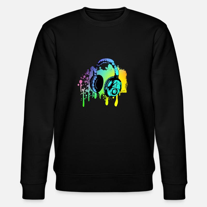 Bunter DJ Kopfhörer - Stanley/Stella Unisex Bio-Sweatshirt CHANGER  - Schwarz