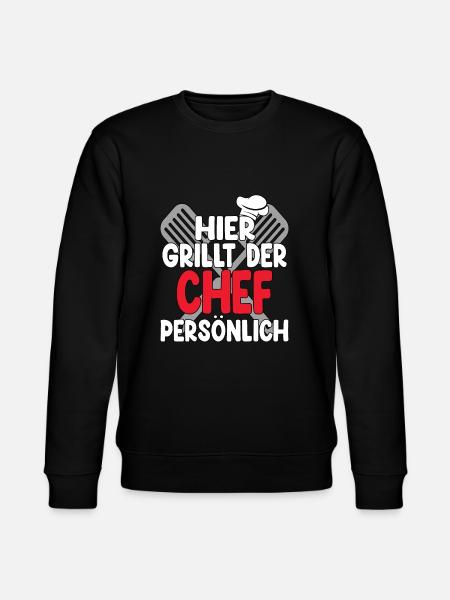 Hier Grillt Der Chef Persönlich - Stanley/Stella Unisex Bio-Sweatshirt CHANGER - Schwarz