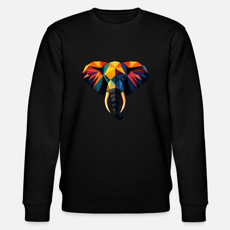 Elefant Low Poly Design - Stanley/Stella Unisex Bio-Sweatshirt CHANGER  - Schwarz