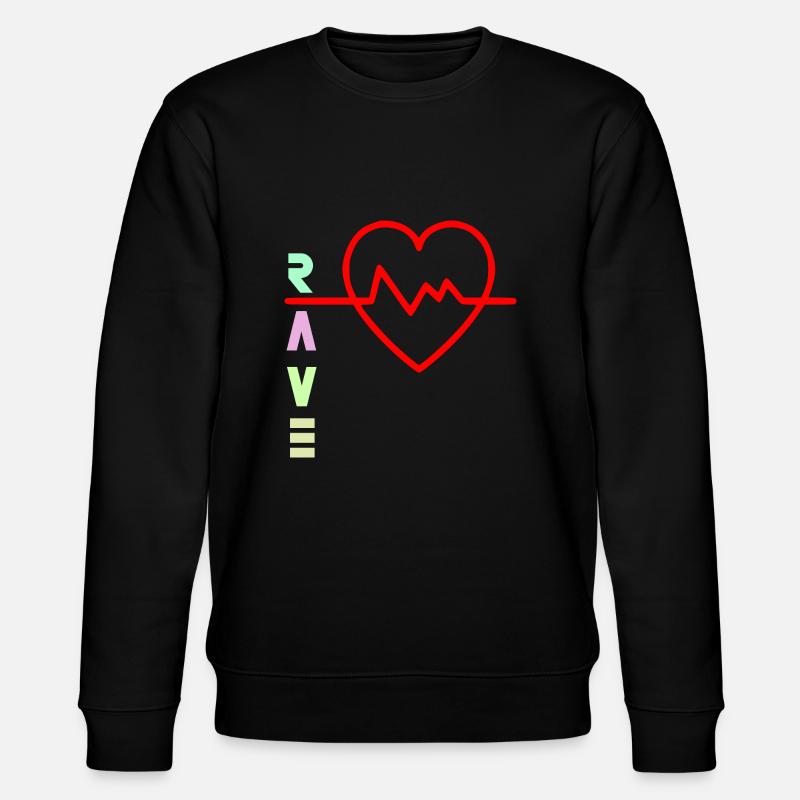 Rave mit Herzschlag-Logo - Stanley/Stella Unisex Bio-Sweatshirt CHANGER  - Schwarz