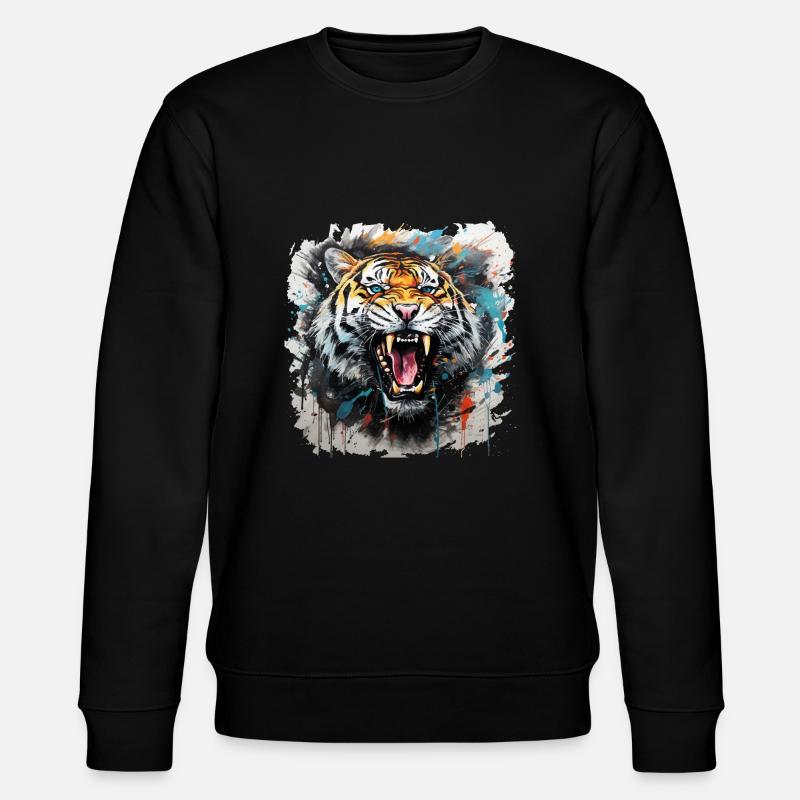 Tiger Design Tigerkopf - Stanley/Stella Unisex Bio-Sweatshirt CHANGER  - Schwarz