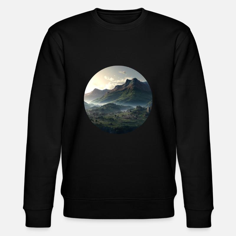 Wunderschöne Berglandschaft im Nebel - Stanley/Stella Unisex Bio-Sweatshirt CHANGER  - Schwarz