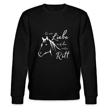 Es war Liebe auf den ersten Ritt - Stanley/Stella Unisex Bio-Sweatshirt CHANGER  - Schwarz - Vorne - Nik (191cm) & Marisol (170cm)
