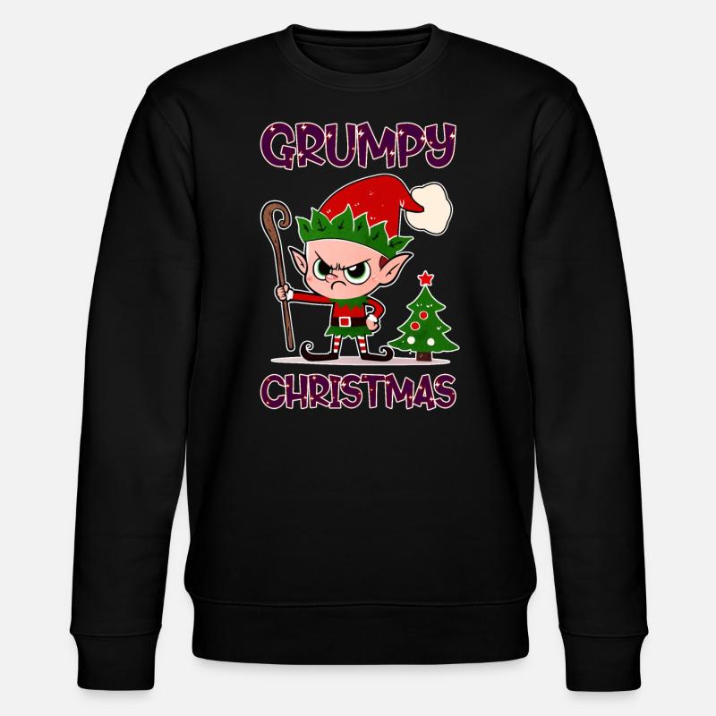 Grumpy Christmas Elf - Stanley/Stella Unisex Bio-Sweatshirt CHANGER  - Schwarz