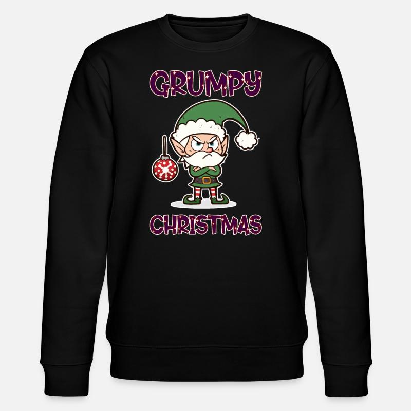 Grumpy Christmas Elf - Stanley/Stella CHANGER Unisex Organic Sweatshirt - black