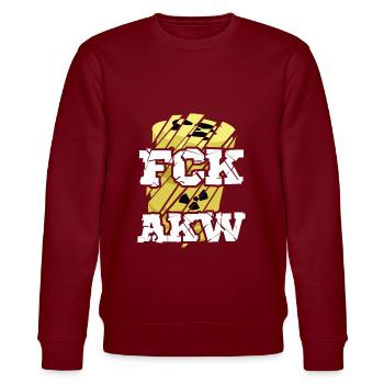 FCK AKW Atomkraftwerke Spruch Gegen Atomstrom - Stanley/Stella Unisex Bio-Sweatshirt CHANGER  - Burgunderrot - Vorne - Nik (191cm) & Marisol (170cm)