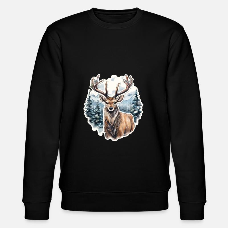 Paysage d’hiver avec des cerfs - Sweat bio CHANGER Stanley/Stella Unisexe - noir