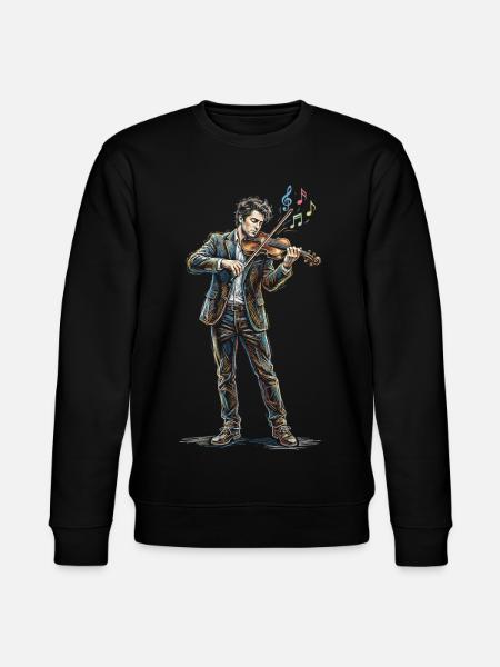 Male Violinist Playing Violin Drawing Art - Stanley/Stella CHANGER Unisex Organic Sweatshirt - black