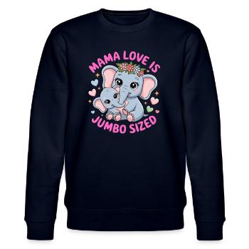 Mama Elefant Shirt Muttertag Geschenk Mutterliebe - Stanley/Stella Unisex Bio-Sweatshirt CHANGER  - Navy - Vorne - Nik (191cm) & Marisol (170cm)