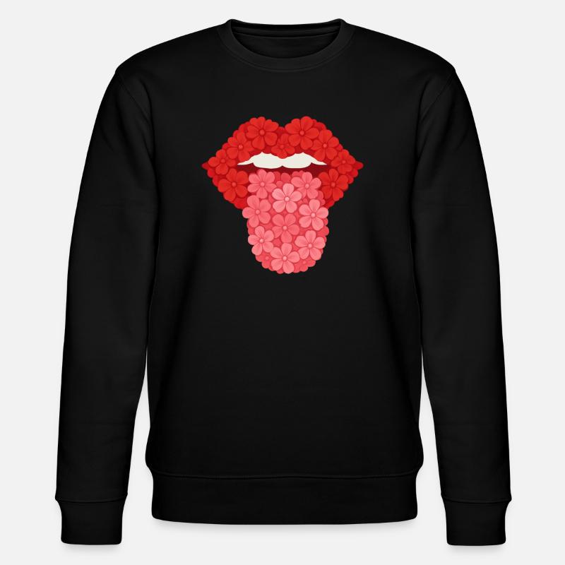 Blumige Lippen - Stanley/Stella Unisex Bio-Sweatshirt CHANGER - Schwarz