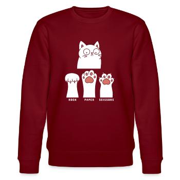 Rock Paper Scissors - Stanley/Stella CHANGER Unisex Organic Sweatshirt - burgundy - Front - Nik (191cm) & Marisol (170cm)