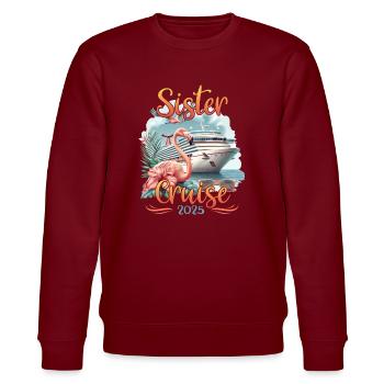 Sister Cruise 2025 - Stanley/Stella Unisex Bio-Sweatshirt CHANGER  - Burgunderrot - Vorne - Nik (191cm) & Marisol (170cm)