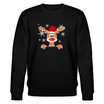 Weihnachts-Rentier - Stanley/Stella Unisex Bio-Sweatshirt CHANGER  - Schwarz - Vorne - Nik (191cm) & Marisol (170cm)