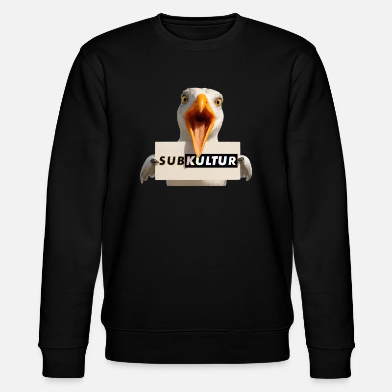 SUBKULTUR Möwe mit Schild - Stanley/Stella Unisex Bio-Sweatshirt CHANGER  - Schwarz