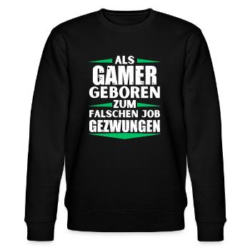 Gamer im falschen Job gelandet - Stanley/Stella Unisex Bio-Sweatshirt CHANGER  - Schwarz - Vorne - Nik (191cm) & Marisol (170cm)