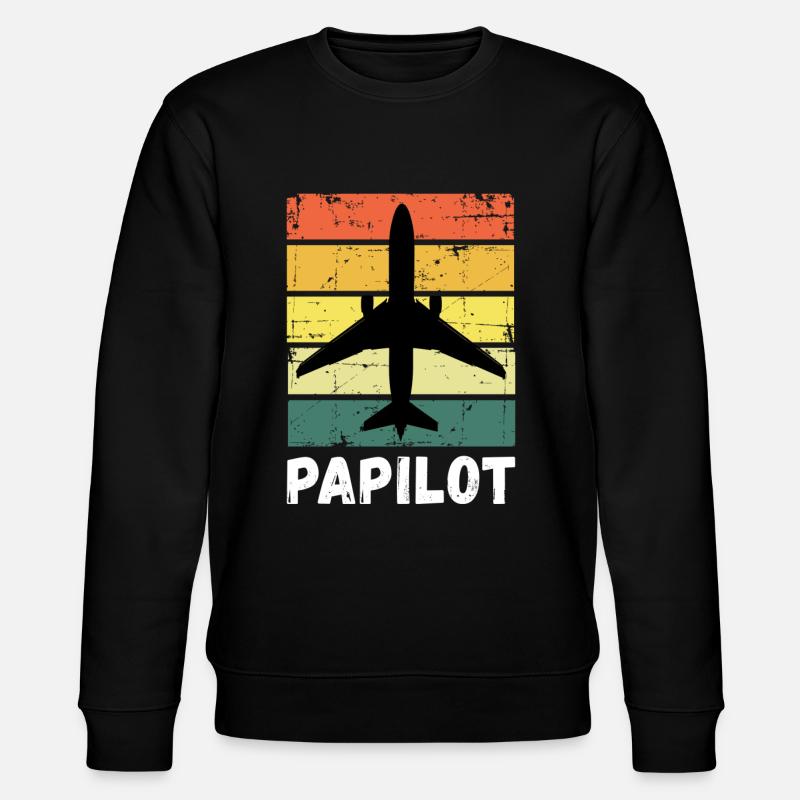 Pilot Dad Father Papilot - Stanley/Stella CHANGER Unisex Organic Sweatshirt - black