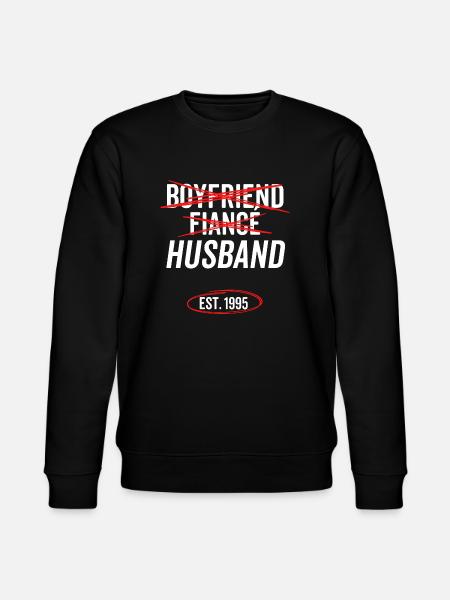 Boyfriend Fiancé Husband Est 1995 - Stanley/Stella CHANGER Unisex Organic Sweatshirt - black