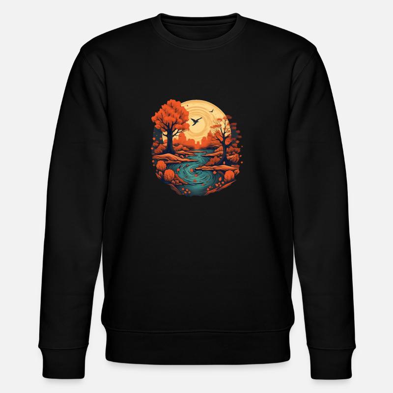 Herbstliche Landschaft - Stanley/Stella Unisex Bio-Sweatshirt CHANGER  - Schwarz
