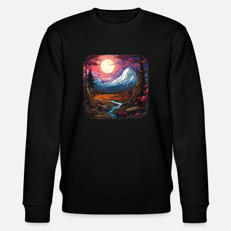 Landschaft - Illustration - Stanley/Stella Unisex Bio-Sweatshirt CHANGER  - Schwarz