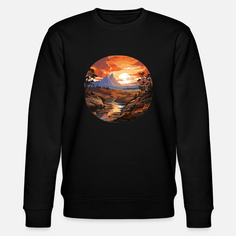 Landschaft - Illustration - Stanley/Stella Unisex Bio-Sweatshirt CHANGER  - Schwarz