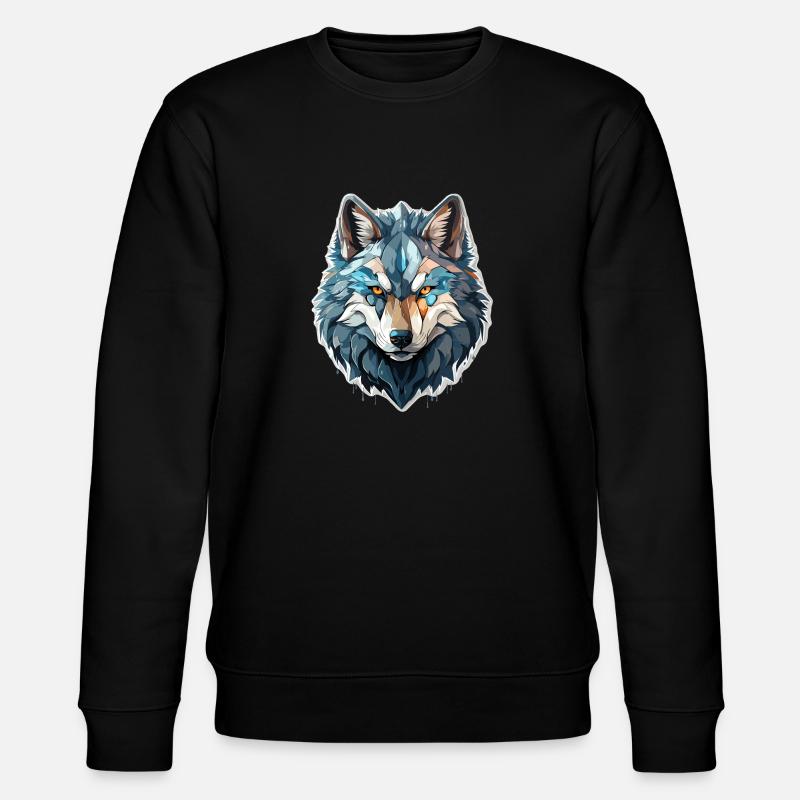 Wolf - Illustration - Stanley/Stella Unisex Bio-Sweatshirt CHANGER  - Schwarz