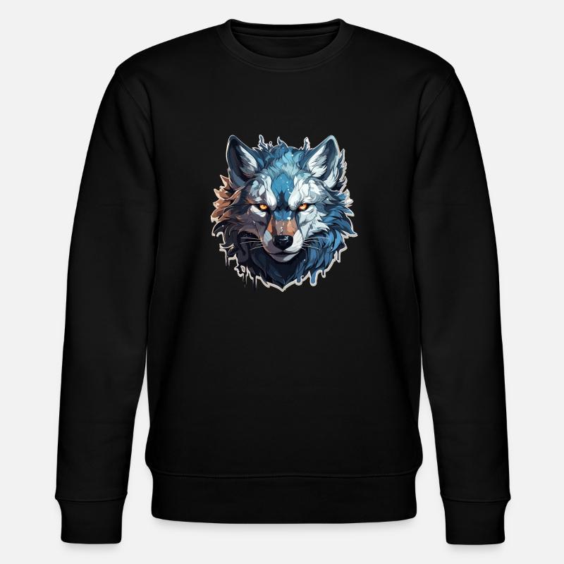 Wolf - Illustration - Stanley/Stella Unisex Bio-Sweatshirt CHANGER  - Schwarz