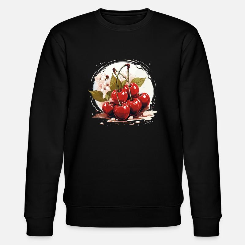 Kirsche - Illustration - Stanley/Stella Unisex Bio-Sweatshirt CHANGER  - Schwarz