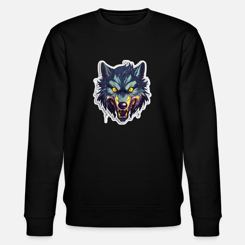 Wolf - Illustration - Stanley/Stella Unisex Bio-Sweatshirt CHANGER  - Schwarz