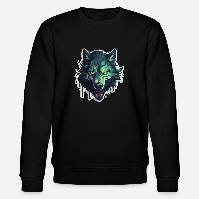 Wolf - Illustration - Stanley/Stella Unisex Bio-Sweatshirt CHANGER  - Schwarz