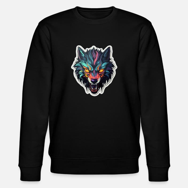 Wolf - Illustration - Stanley/Stella Unisex Bio-Sweatshirt CHANGER  - Schwarz