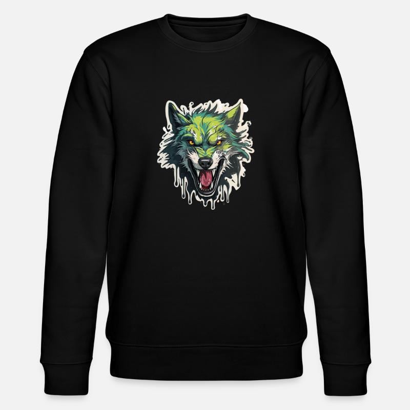 Wolf - Illustration - Stanley/Stella CHANGER Unisex Organic Sweatshirt - black