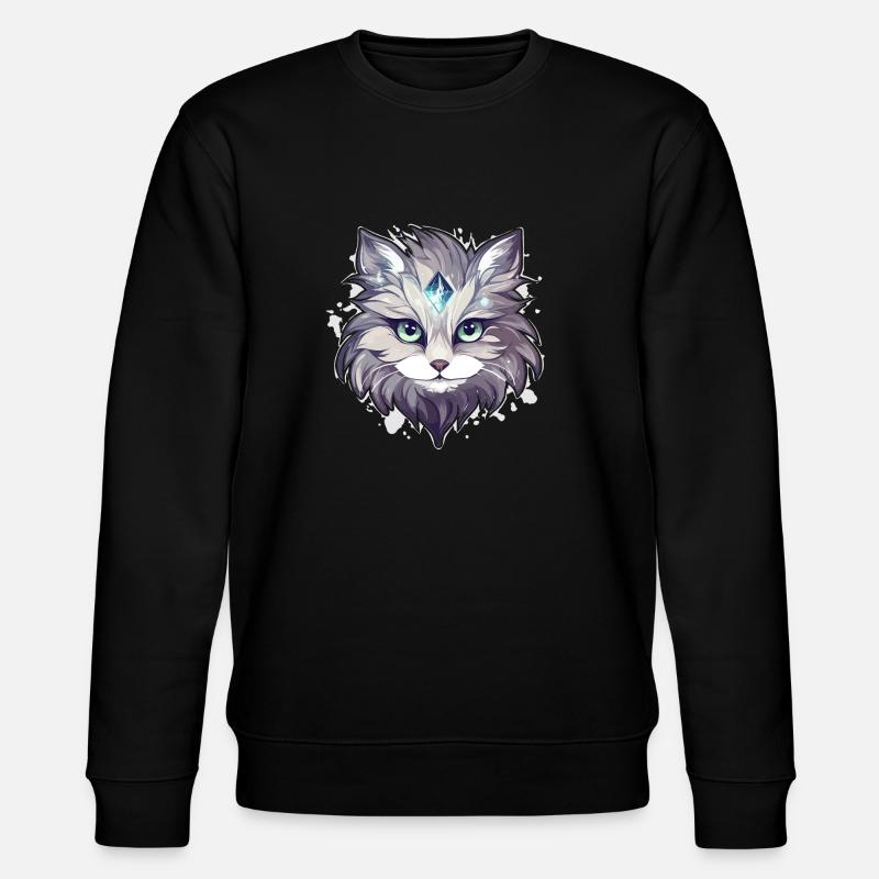 Katze - Illustration - Stanley/Stella Unisex Bio-Sweatshirt CHANGER  - Schwarz