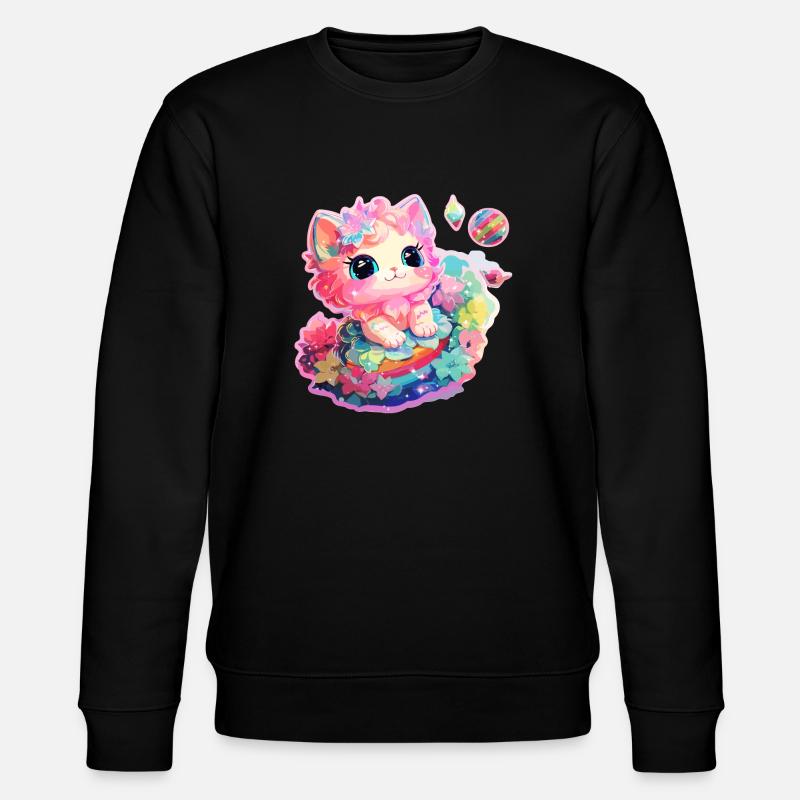 Katze - Illustration - Stanley/Stella Unisex Bio-Sweatshirt CHANGER  - Schwarz