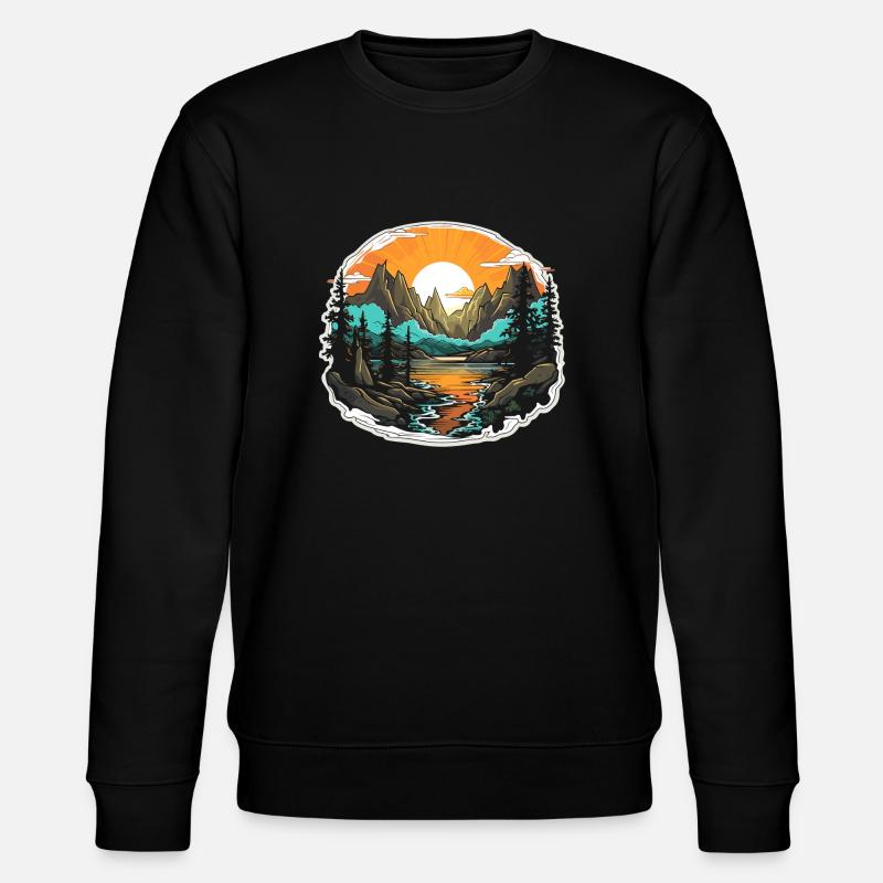 Landschaft - Illustration - Stanley/Stella Unisex Bio-Sweatshirt CHANGER  - Schwarz