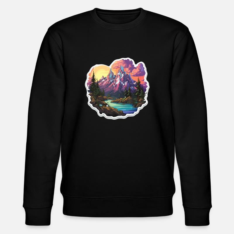 Landschaft - Illustration - Stanley/Stella Unisex Bio-Sweatshirt CHANGER  - Schwarz