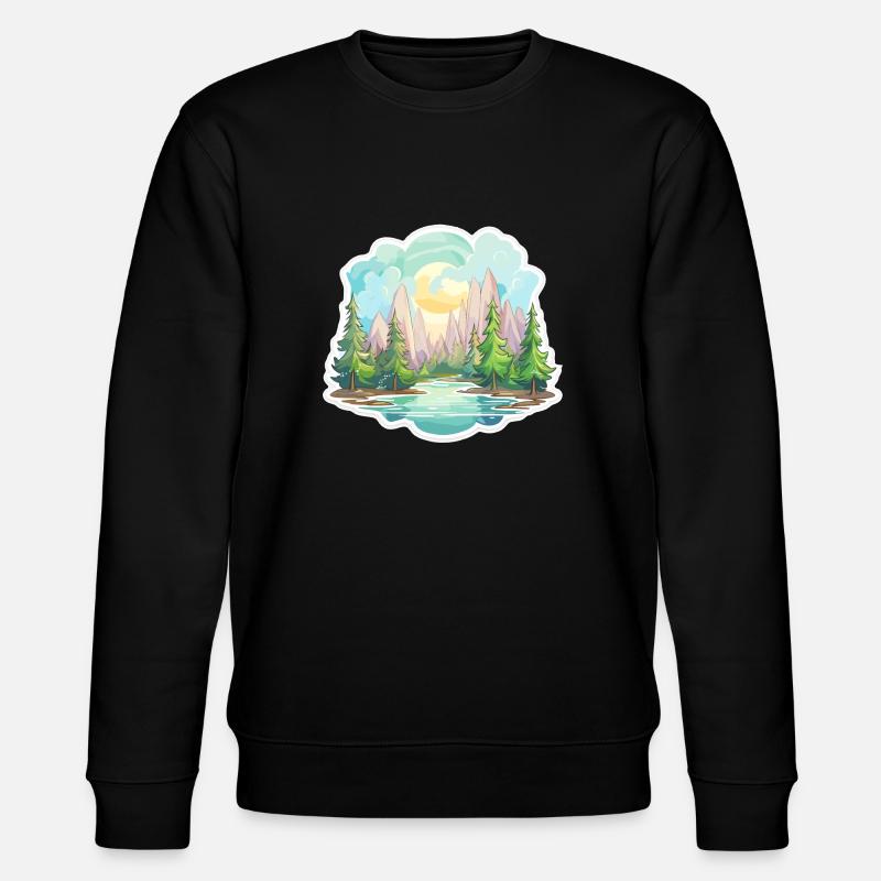 Landschaft - Illustration - Stanley/Stella Unisex Bio-Sweatshirt CHANGER  - Schwarz