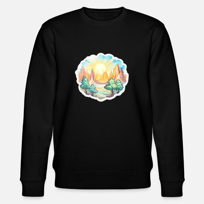 Landschaft - Illustration - Stanley/Stella Unisex Bio-Sweatshirt CHANGER  - Schwarz