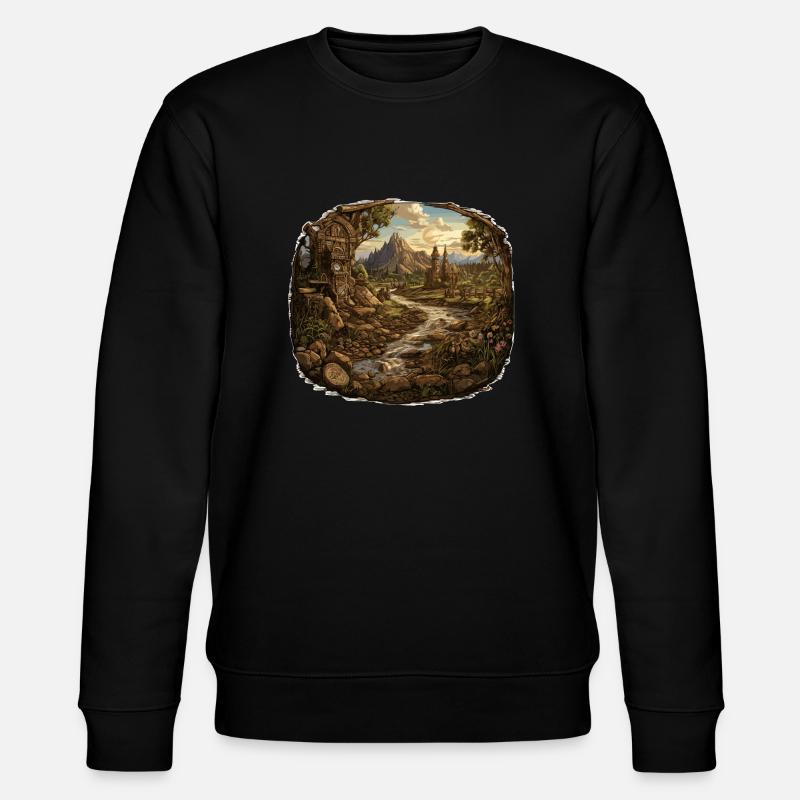 Landschaft - Illustration - Stanley/Stella Unisex Bio-Sweatshirt CHANGER  - Schwarz