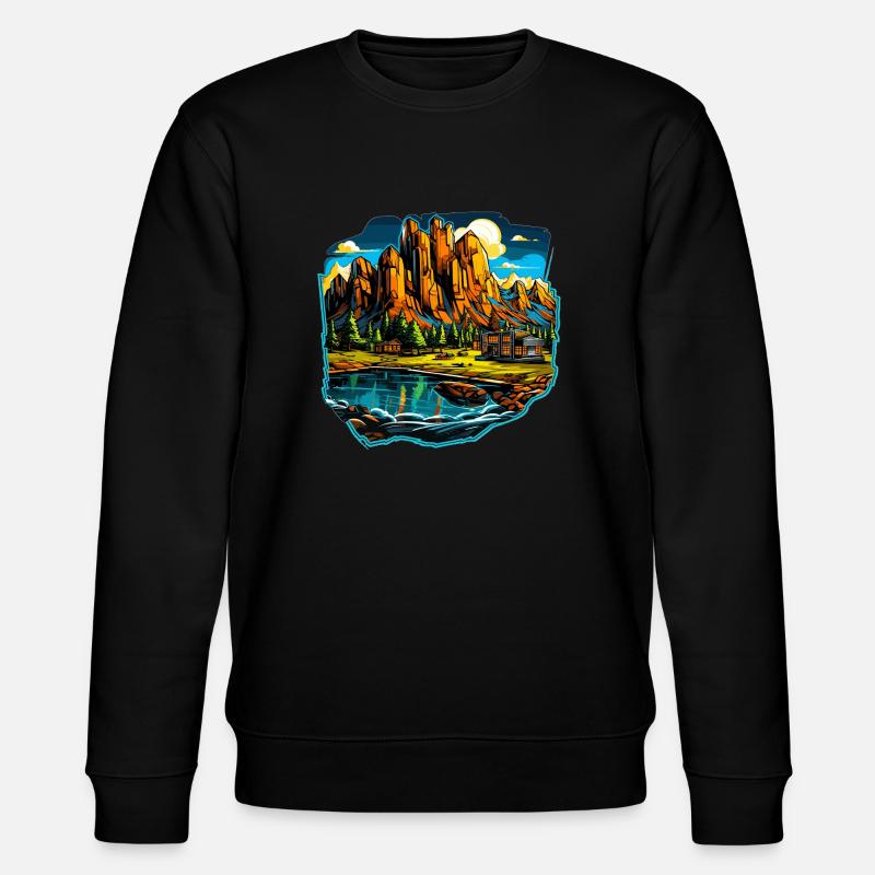 Landschaft - Illustration - Stanley/Stella Unisex Bio-Sweatshirt CHANGER  - Schwarz