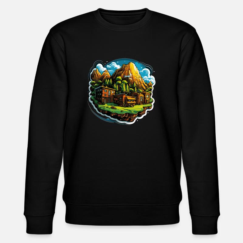 Landschaft - Illustration - Stanley/Stella Unisex Bio-Sweatshirt CHANGER  - Schwarz