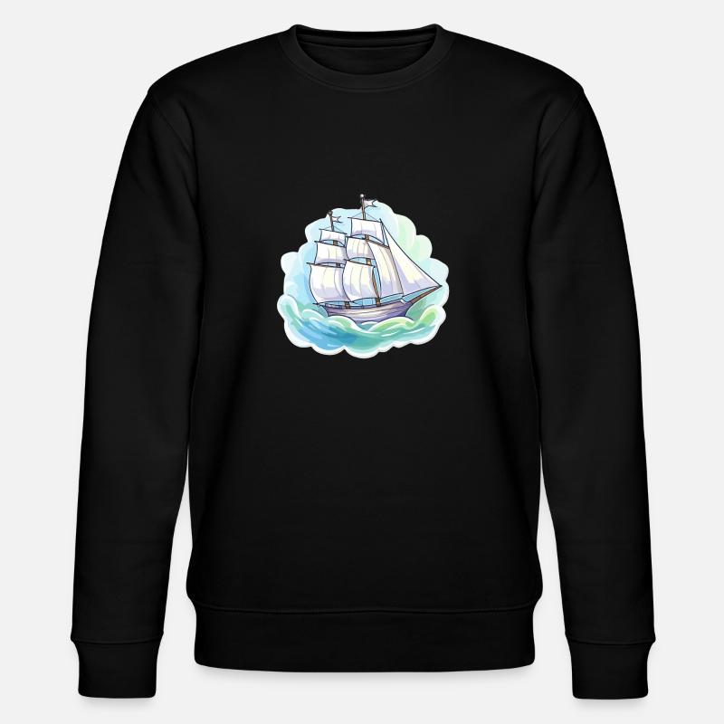 Segelboot - Illustration - Stanley/Stella Unisex Bio-Sweatshirt CHANGER  - Schwarz