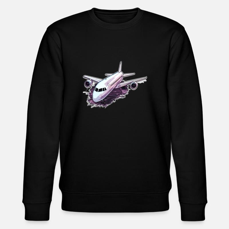 Flugzeug - Illustration - Stanley/Stella Unisex Bio-Sweatshirt CHANGER  - Schwarz