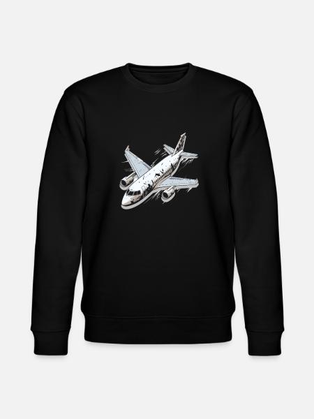Airplane - illustration - Stanley/Stella CHANGER Unisex Organic Sweatshirt - black