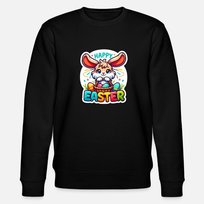 Happy Easter - Easter Bunny Illustration - Stanley/Stella CHANGER Unisex Organic Sweatshirt - black