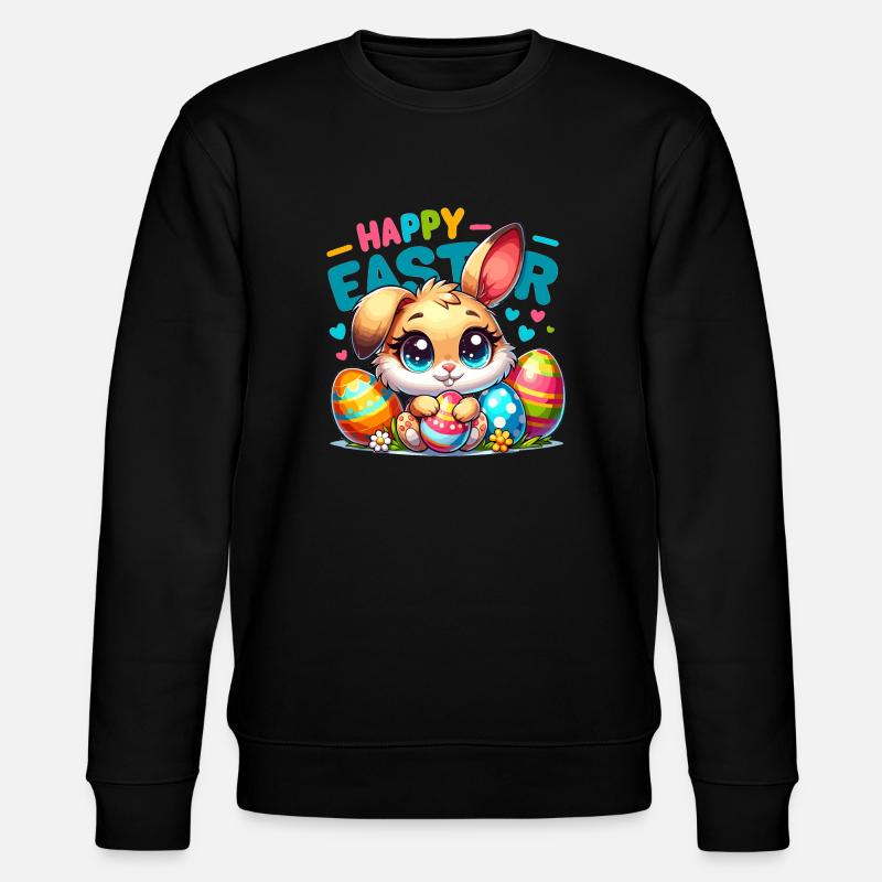 Happy Easter - Easter Bunny Illustration - Stanley/Stella CHANGER Unisex Organic Sweatshirt - black